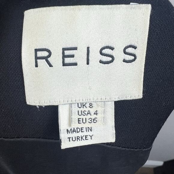 REISS Leena Black V-Neck Wool Blend Dress Size 4 Cap Sleeve Business - Picture 6 of 12